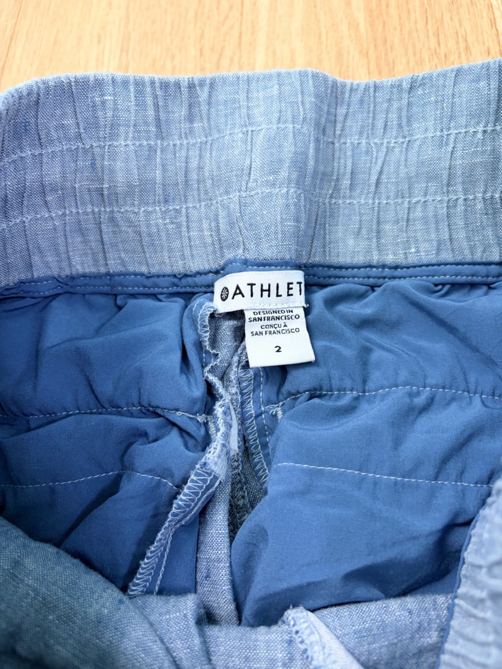 Athleta Linen Blend Wide Leg Pants Size 2 Chambray Blue Beach Travel Coastal - Picture 3 of 5